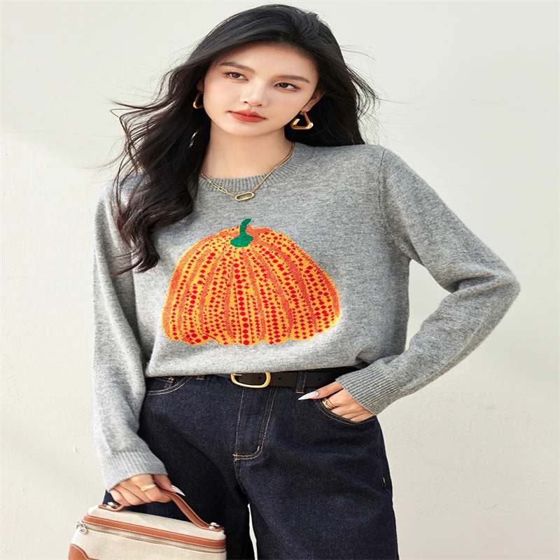 Женский винтажный вязаный пуловер повседневный свободный свитер с длинным