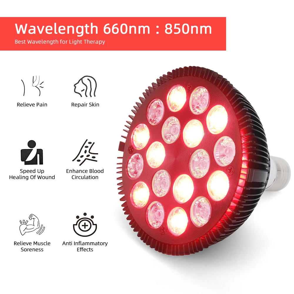 

Red Light Therapy Lamp 54W LED Infrared Light Therapy Device 660nm 850nm Infrared Combo for Skin Care Pain Relief Health Care