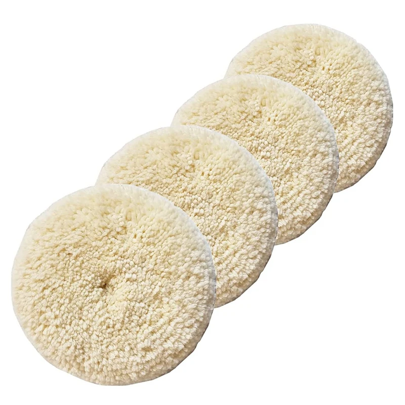 

4Pcs Wool Polishing Pads Buffing Pads With Hook And Loop Back For Compound, Cutting & Polishing