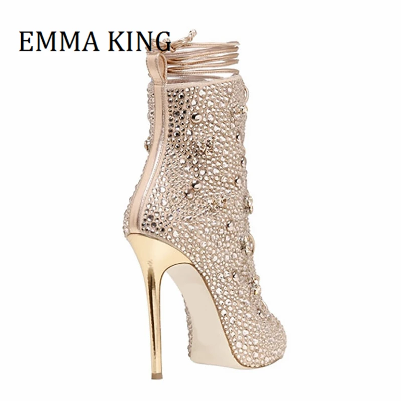 Женские блестящие женские Босоножки с открытым носком и шнуровкой спереди