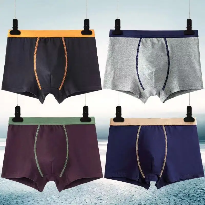 

Боксеры мужские антибактериальные, нижнее белье из чистого хлопка, шорты с плоской подошвой, Молодежные трендовые плавки, квадратной формы