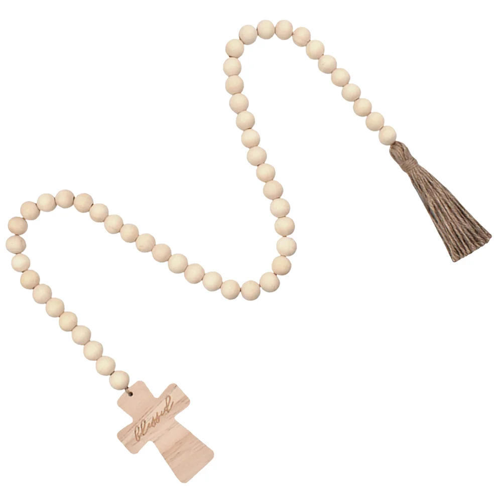 Цвет бревна крест подвесная веревка цветочная гирлянда деревянные бусины