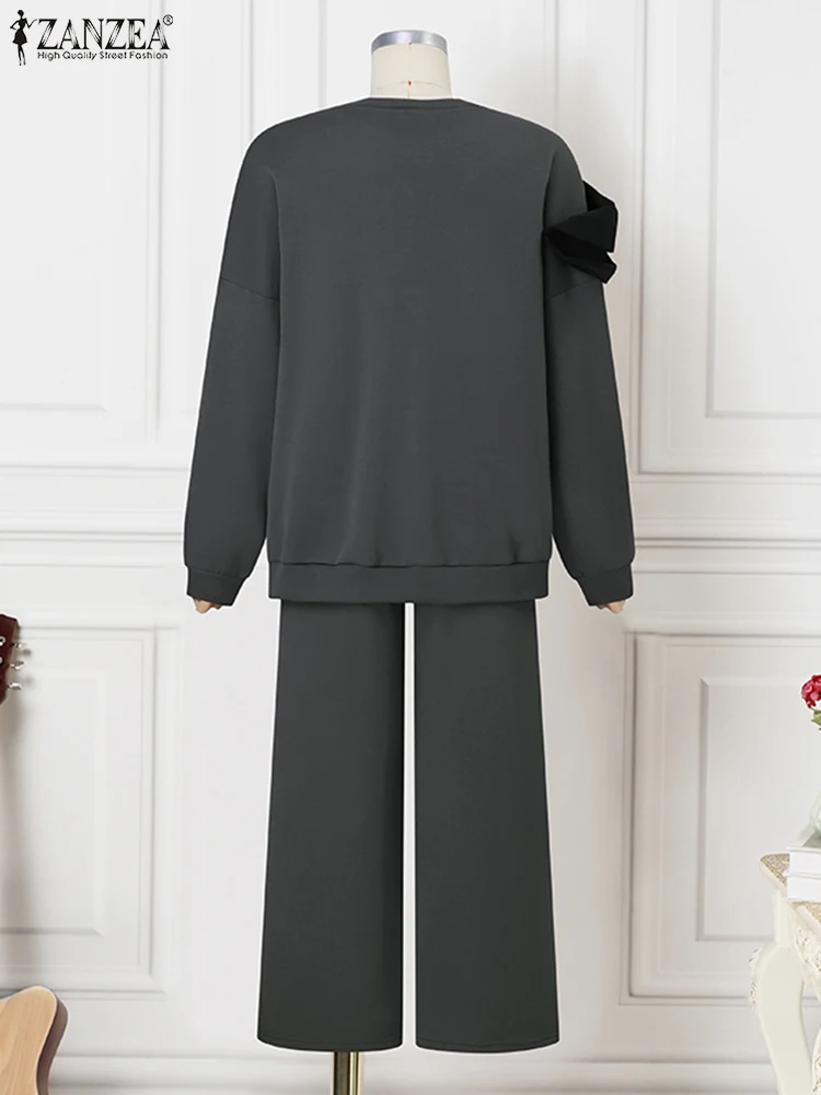 ZANZEA повседневные комплекты свитшотов для женщин брюк из 2 предметов модный