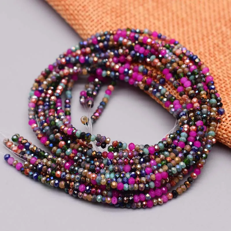 

1x2mm Faceted Crystal Glass Beads Rondelle Crystal Loose Spacer Beads for Jewelry Making DIY Necklace