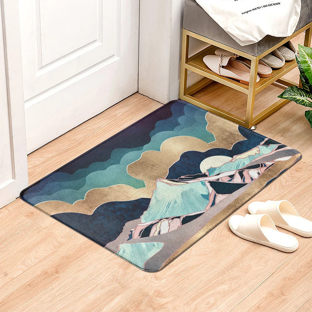 Цветной коврик с Горным принтом Придверный для кухни входной двери ванной