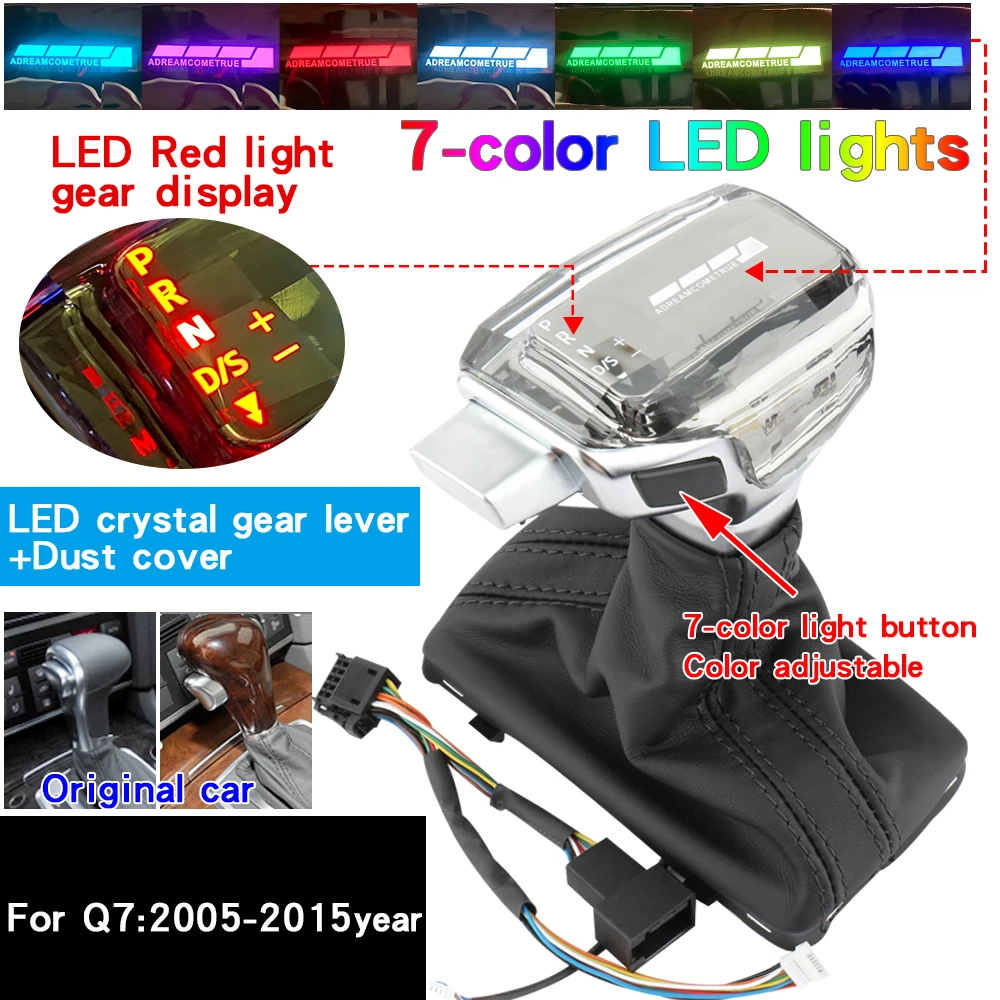 

Для Audi A6 C6 C7 A4 B8 S6 A7 A5 Q5 Q7 4L A3 8P S5 Ручка переключения передач LED Crystal Тяга коробки передач Ручка рычага аксессуары