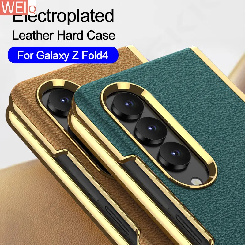 

Роскошный кожаный чехол-Обложка с покрытием для Samsung Galaxy Z Fold 4 5G, ударопрочный жесткий защитный чехол с рамкой для Galaxy Z Fold4