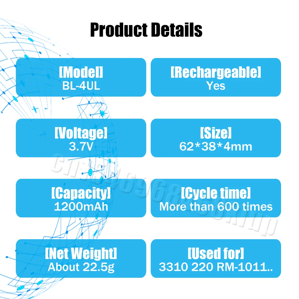 Оригинальная литиевая аккумуляторная батарея для телефона Nokia 3 7 230DS 1200 225 в 330 мАч