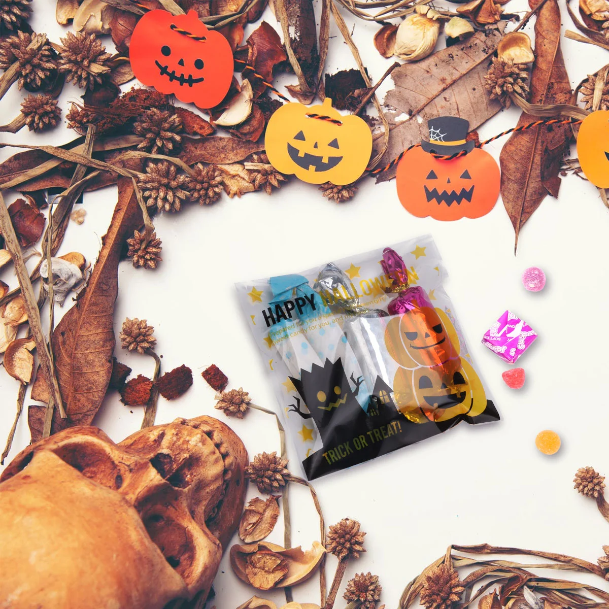 

400Pcs Bag Cookie Candy Bags Snack Bags Party Bags Favor Bags Trick or Treat Bags