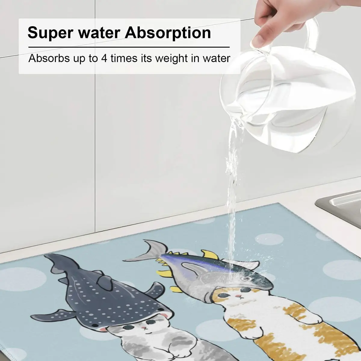 Котята притягивающие к покусу акулы мофу песок кошка коврик для сушки посуды