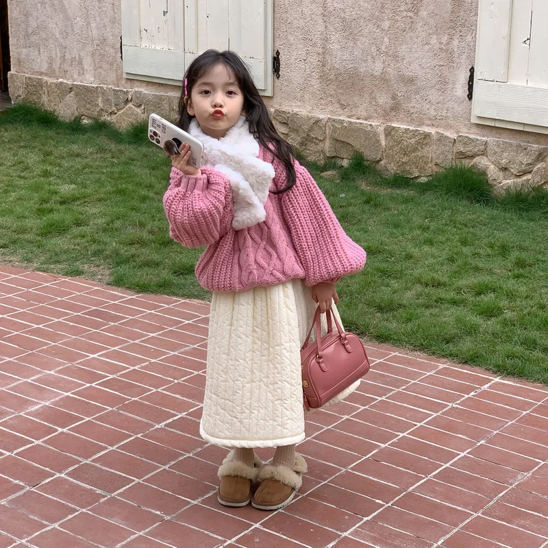 

Girls Sweater Wool Coat Knitwear 2022 Thicken Warm Winter Autumn Cottons Pullover Children's Clothing