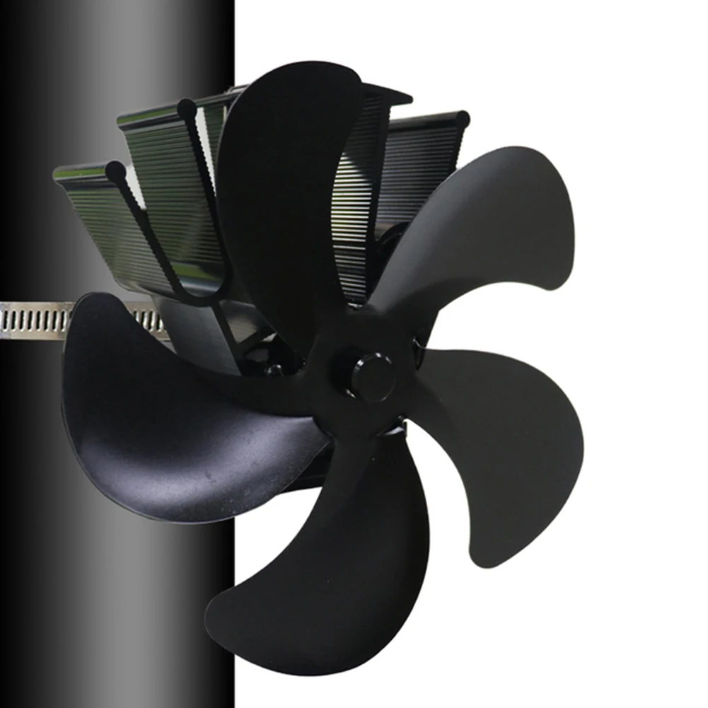

5 Blade Fireplace Fan Heat Powered Stove Fan Log Wood Burner Eco Friendly Quiet Fireplaces Stoves Home Improvement