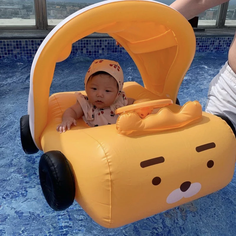 

INS Baby Splash Play Mat Seat Korean Inflatable Car Shape Pool Float for Babies Infants with Backrest Canopy Baby Water Toys