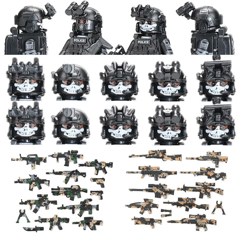 Конструктор Военный призрак спецназ полицейский солдат оружие пистолеты