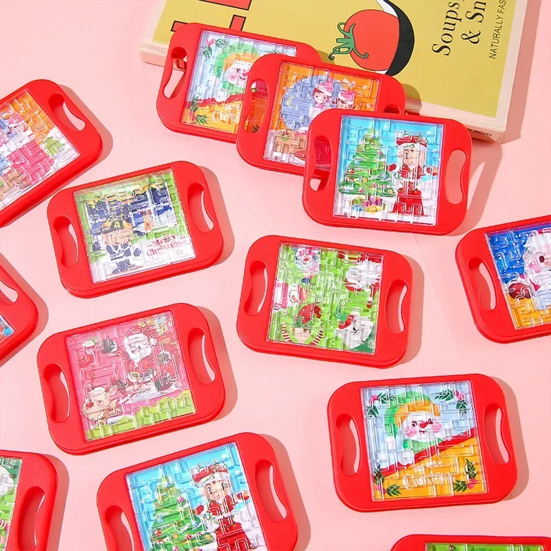 10 шт. мини-красный Санта-Клаус снеговик ручной балансирующий шарик лабиринт