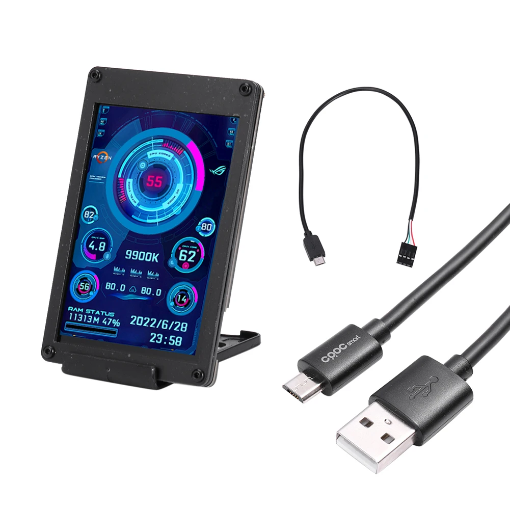 

DIY Acrylic Computer Display 3.5 Inch IPS Screen Computer Case Secondary Screen CPU GPU RAM 4PIN 2.54 Pin To USB Male for AIDA64