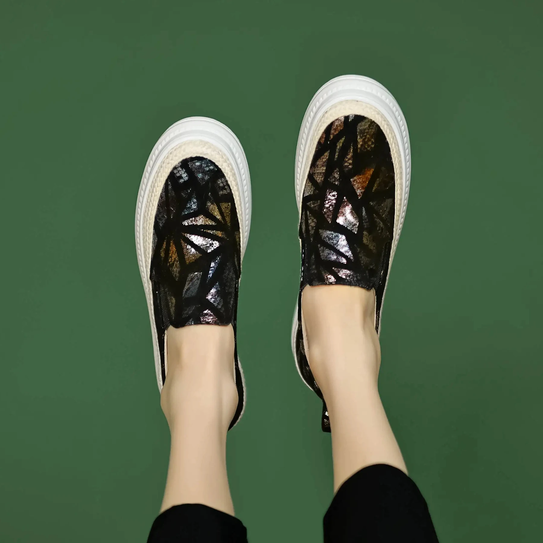 Туфли Lanxuryee женские на платформе из овечьей кожи Вулканизированная подошва