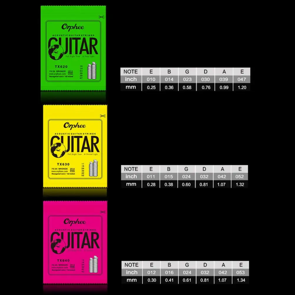 for Orphee TX620 630 640 Single Folk Guitar String High Strength Replacement Universal Wooden Guitars Strings