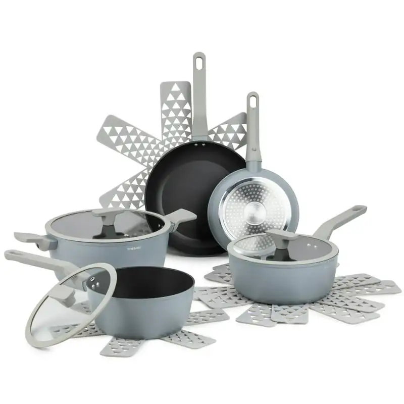 

Nonstick Eden Cookware, 12-Piece Set, Cool Grey