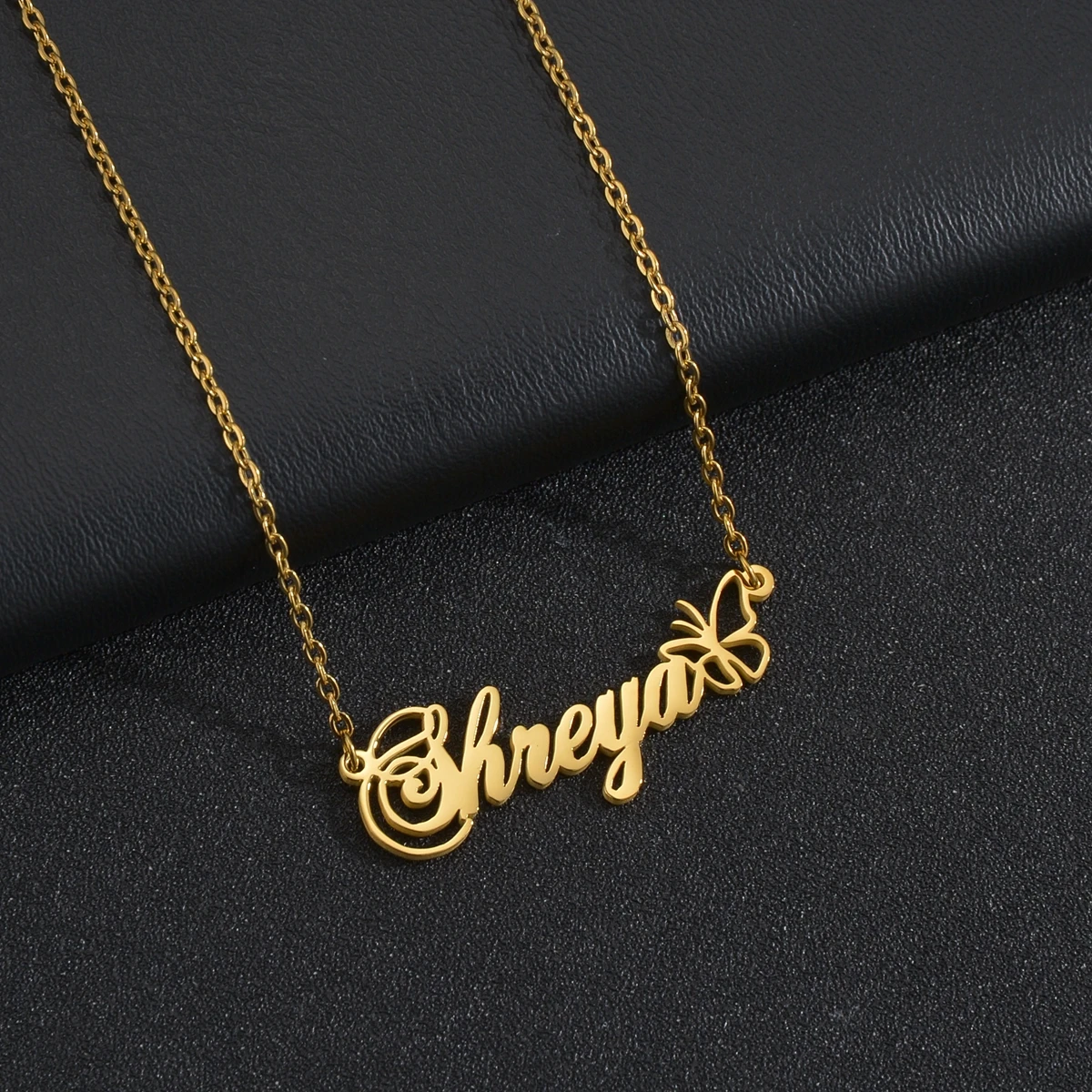 

Stainless Steel Customized Name Necklace Multiple Styles Butterfly wings Personalized Letter Necklace For Women Man Jewelry Gift