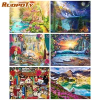ruopoty diy oil painting by numbers forest landscape home decoration pictures by numbers tree full set for adults