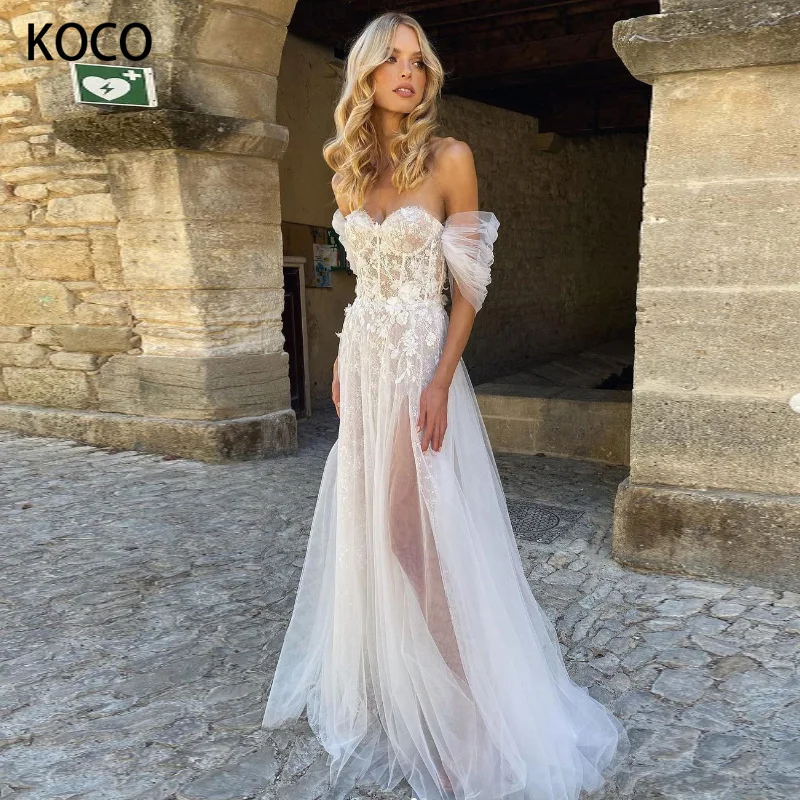 

MACDOUGAL Wedding Dress 2022 Princess Strapless Appliques Detachable Sleeve Tulle Vestido De Novia Civil for Women Custom Made