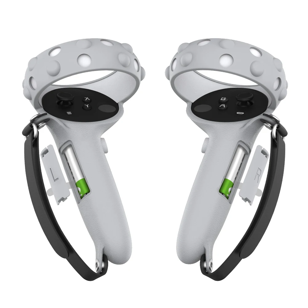 

VR Touch Controller Grip Anti-Throw Strap for Oculus Quest 2 with Battery Opening Adjustable Strap for Quest 2 - White