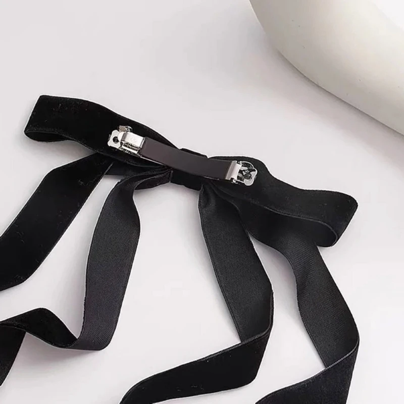 Элегантные черные заколки для волос с бантиком роскошные бантом украшения