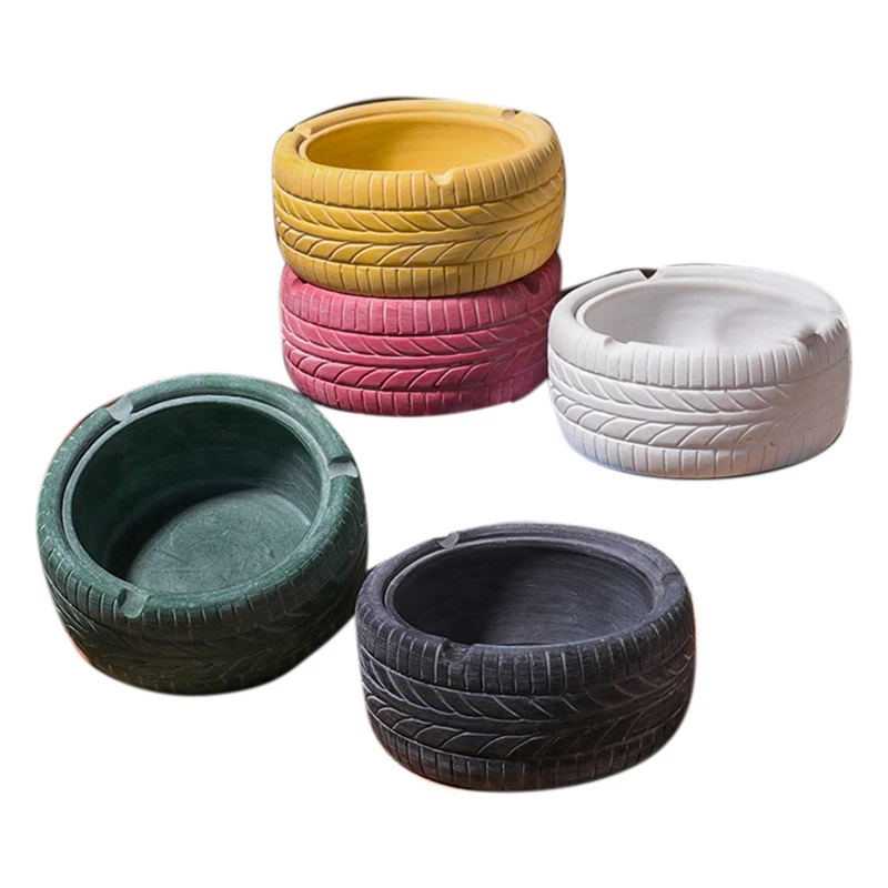 

Retro Distressed Tire Resin Ashtray Creative Home Living Room Bar Desktop Decoration Portable Ashtray