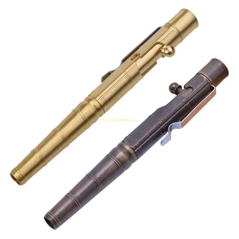 

Retro Bamboo Node Bolt Type Pen Cool Military Bolt Pen Smooth Writing Gel Ink Pens Metallic Pen Brass Ball Point Pen 63HD