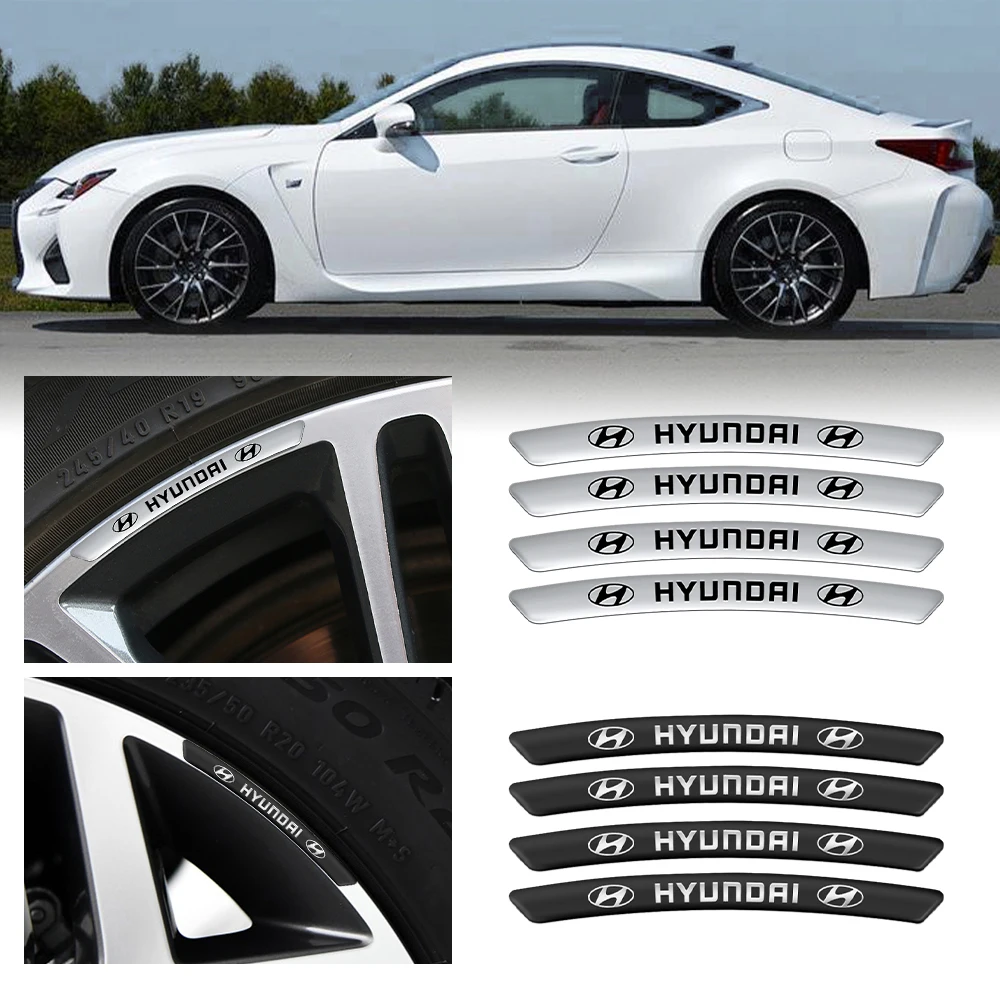 

4pcs Car Badge Rim Sticker Wheel Hub Decor Decal For Hyundai Accent Santafe Elantra Sonata Tucson Solaris Veloster Genesis Azera