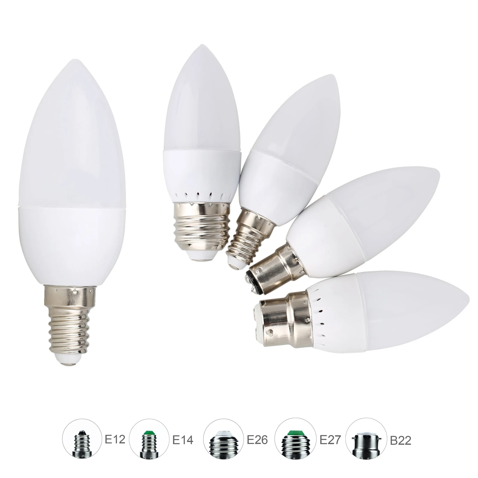 5X Led Светильная лампочка E27 E12 B22 B15 E14 Kronleuchter люстра пластмассовая лампа белый AC220v