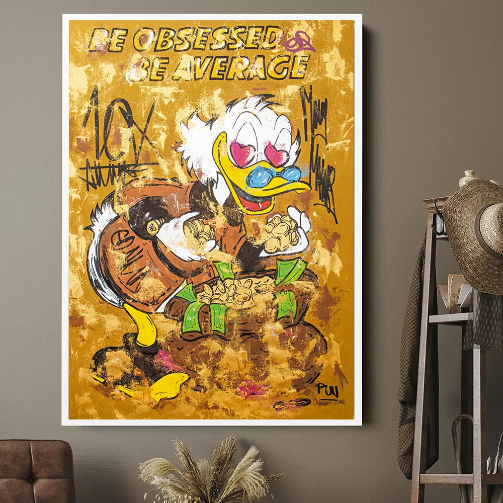 

Be Obsessed And Be Average Canvas Painting Motivational Donald Duck Wall Art Prints And Posters For Living Room Decoration Gift