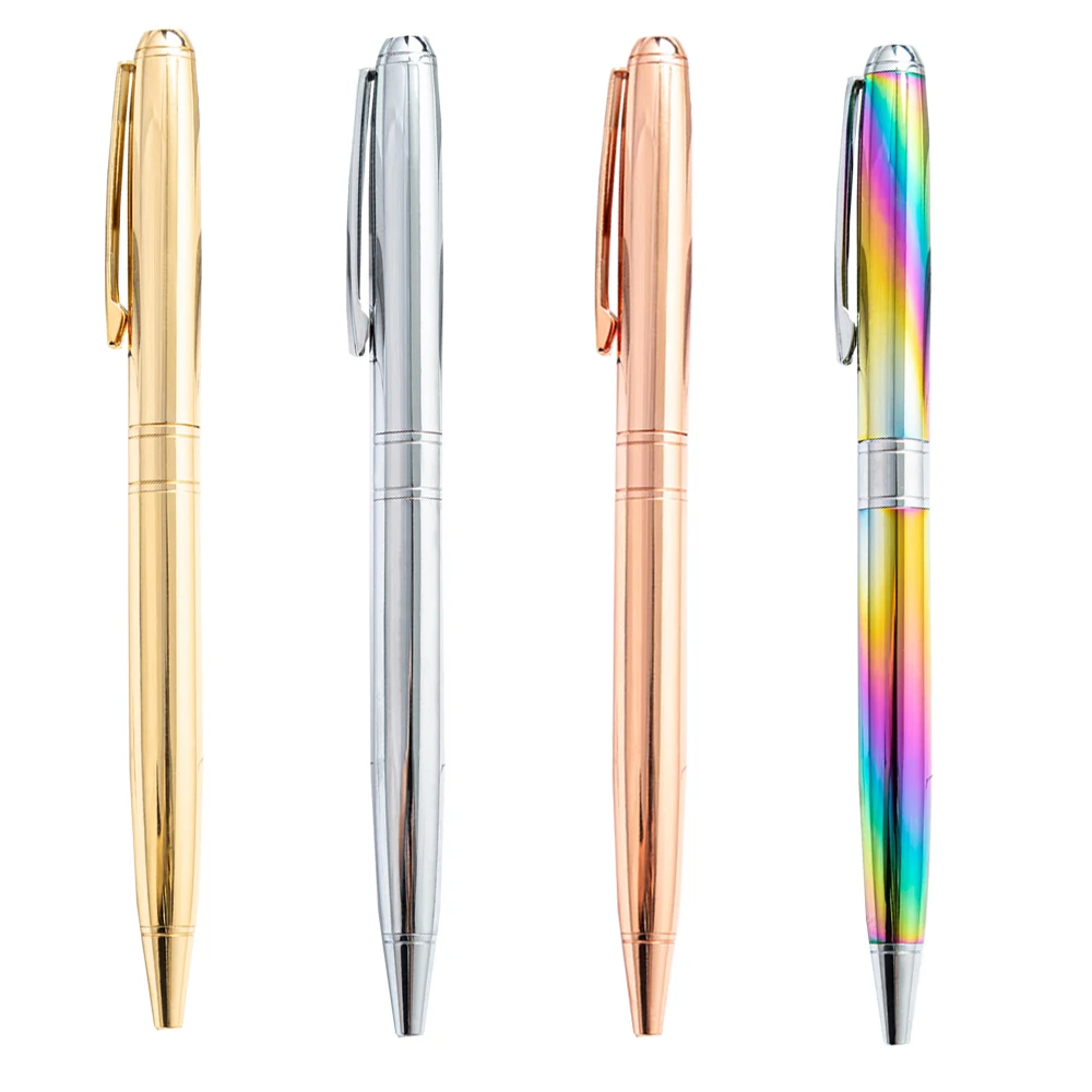 

100 Pcs Luxury Metallic Retractable Ballpoint Pens Rose Gold Nice Gifts For Uniform Office Students Teachers Wedding Custom Logo