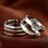 s925 sterling silver couple ring three ring design adjustable size gift luxury engagement wedding women fine fashion jewelry