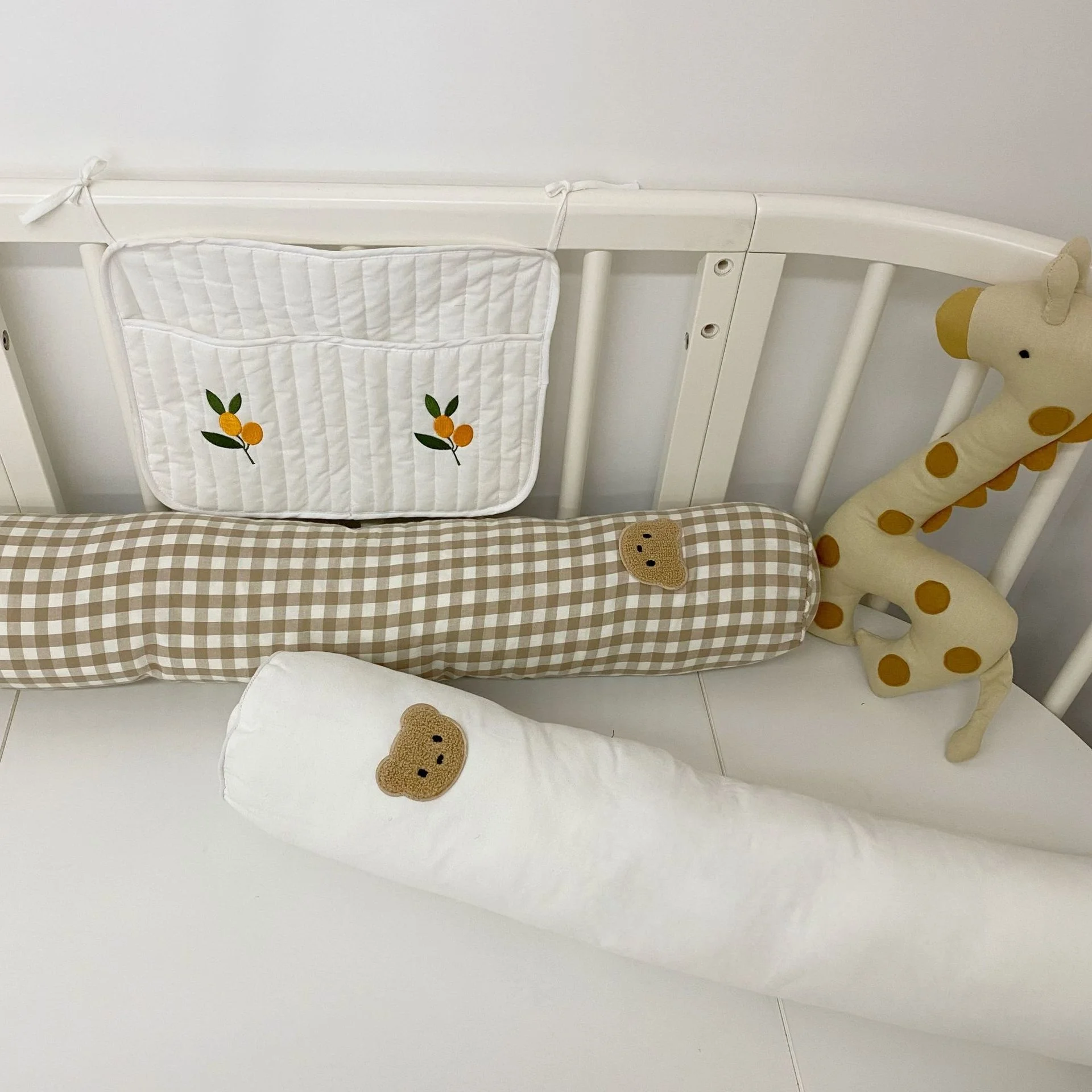 

Kawaii Bear Cot Bumper Baby Bed Crib Protector for Newborn Babies Infant Long Sleeping Pillow Comfort Cushion Bedding Room Decor