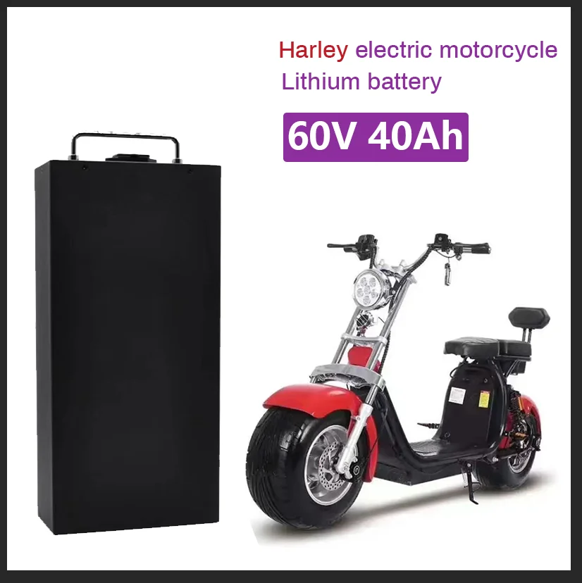 

Harley Electric Car Lithium Battery Waterproof 18650 Battery 60V 40Ah for Two Wheel Foldable Citycoco Electric Scooter Bicycle