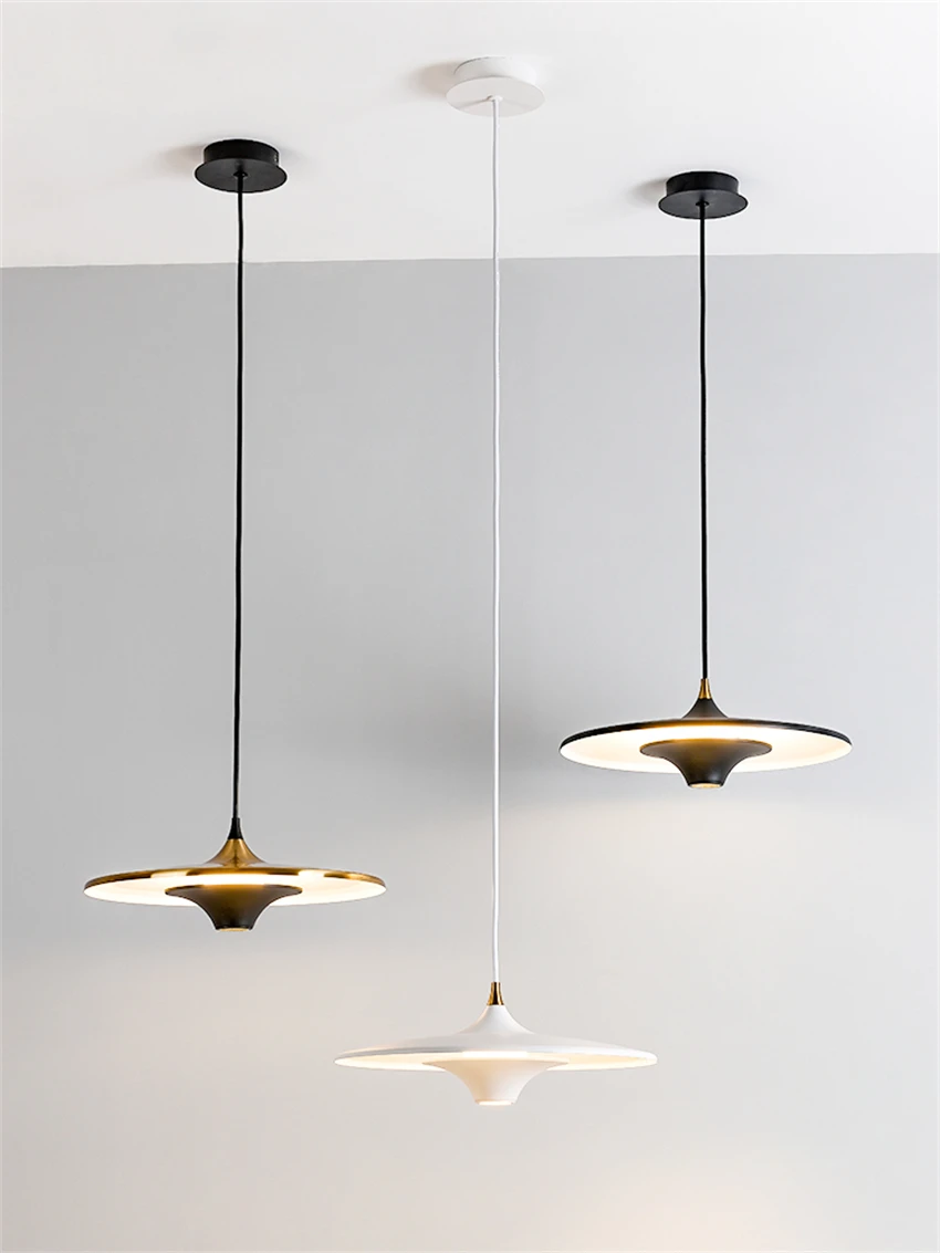

Nordic saucer long line LED pendant lights dining LED modern single head bedroom aluminum table living room lamps fixtures