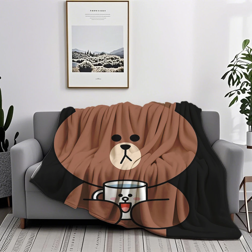 Cool Cute Brown Bear and Cony Blanket colchas matrimoniales - kuscheldecke narzuta na kanapę и sofa cama