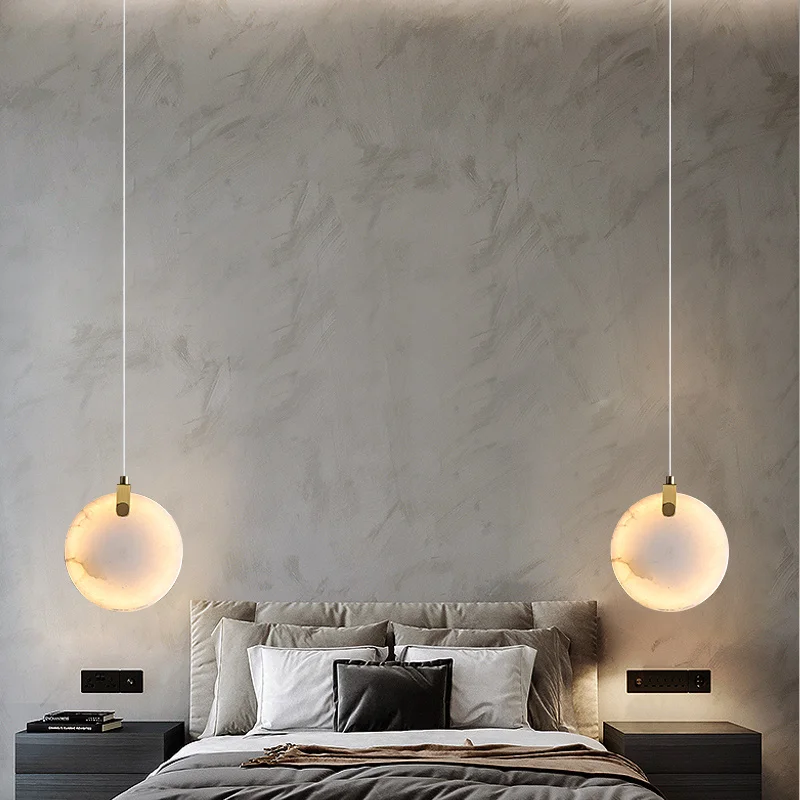 Современная подвеска AOSONG из латуни просто креативная мраморная Подвесная лампа