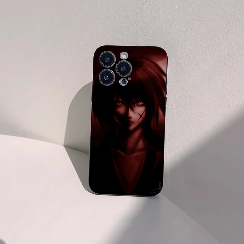 Чехол для телефона с аниме Rurouni Kenshin IPhone 11 12 13 14 15 16 Mini Plus Pro Max силиконовый черный
