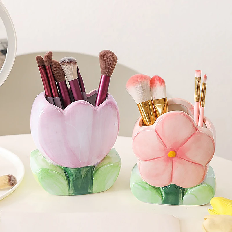 Цветочный держатель для ручек керамическое настольное украшение милый
