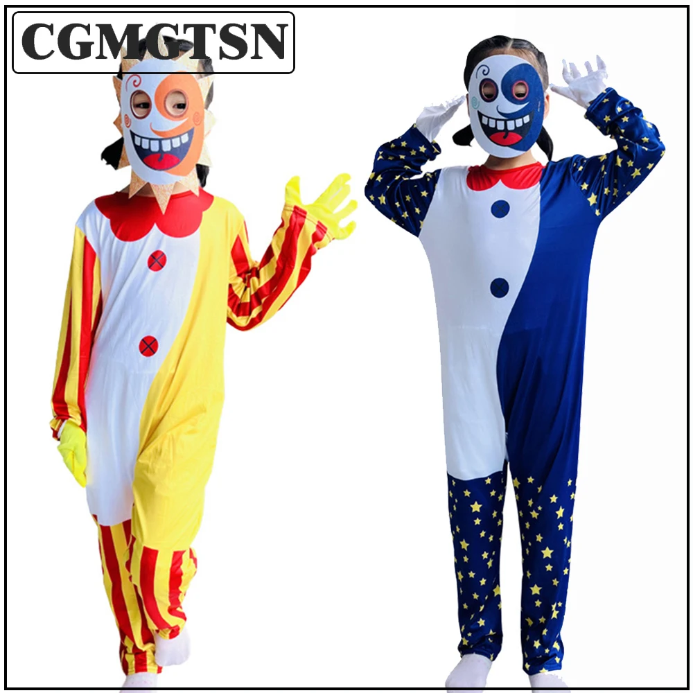 CGMGTSN Kids Halloween Costumes Anime Sundrop Moondrop FNAF Cosplay Clothing Boys Girls Bodysuit Cartoon Carnival Outfits