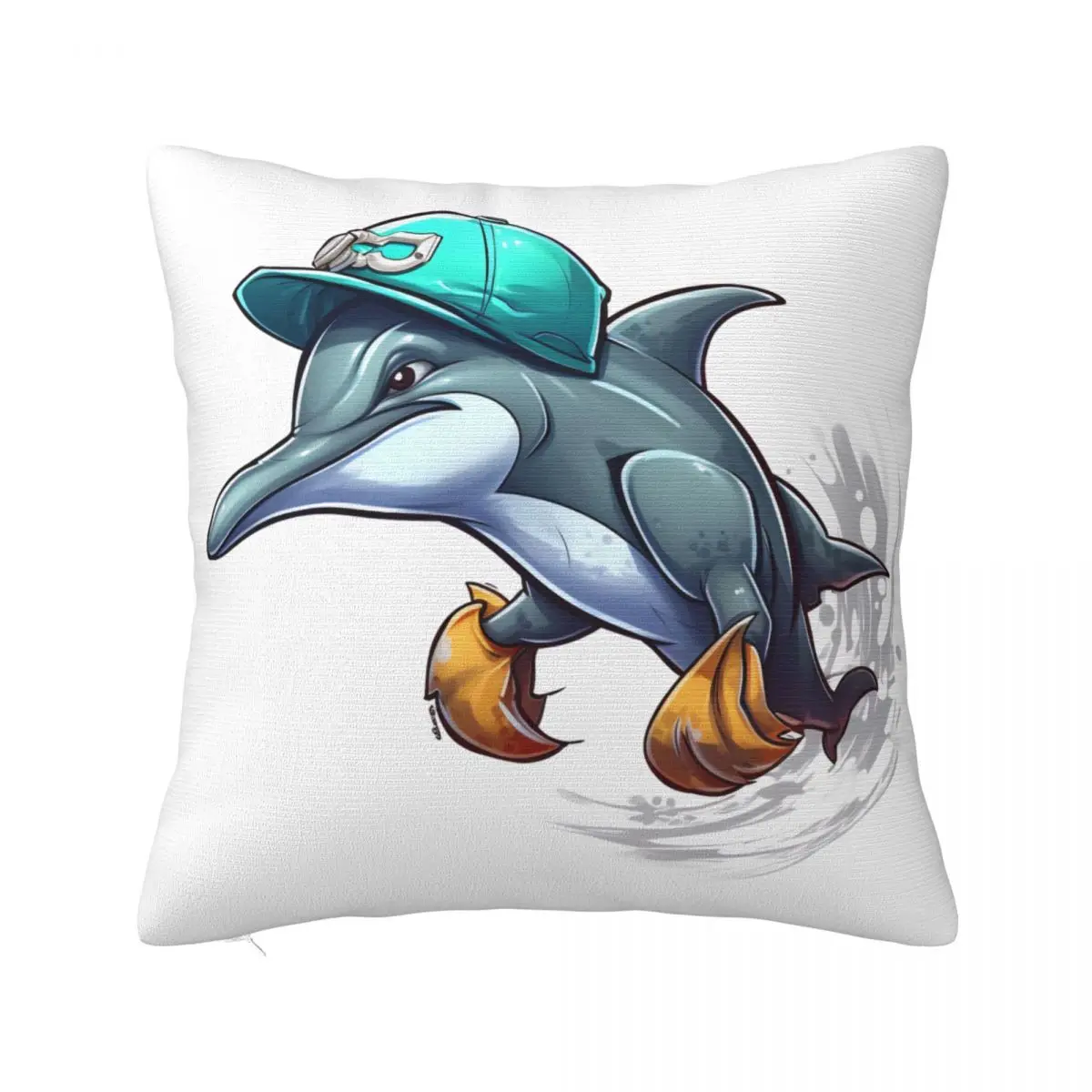 

Dolphin Pillow Case Cartoon Drawing Style Polyester Hugging Pillowcase Zipper Spring Colored Cover