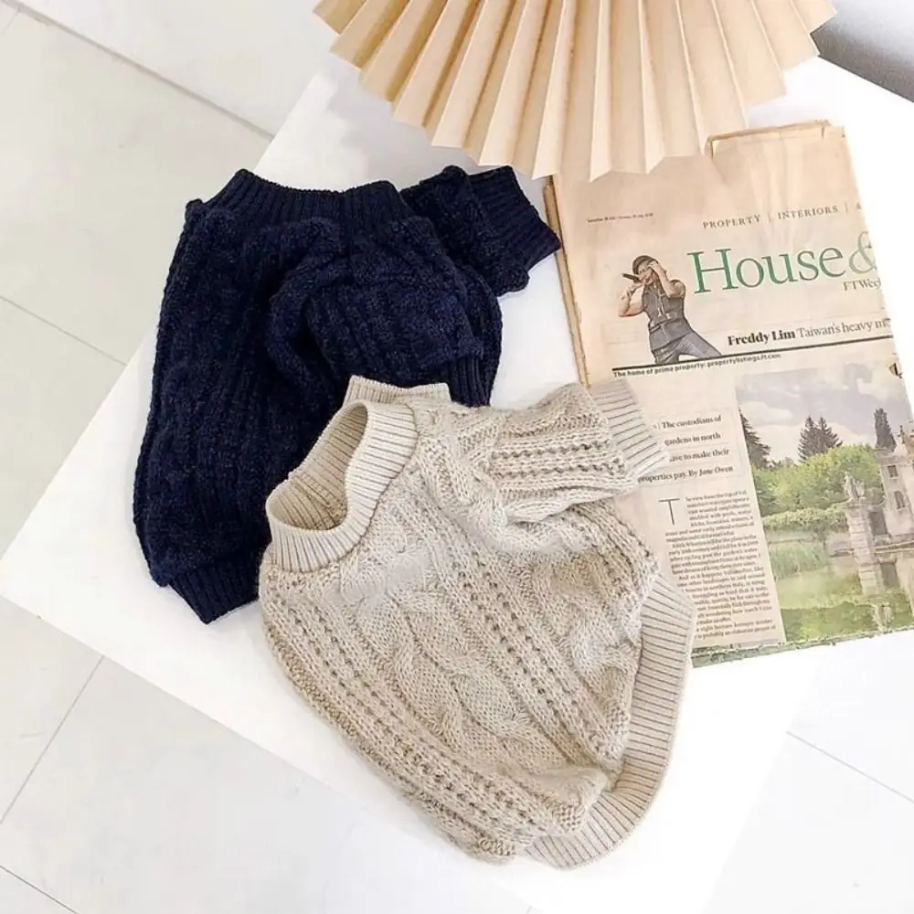 Наряды Однотонный свитер для собаки с двумя ногами в простом стиле зимнее пальто