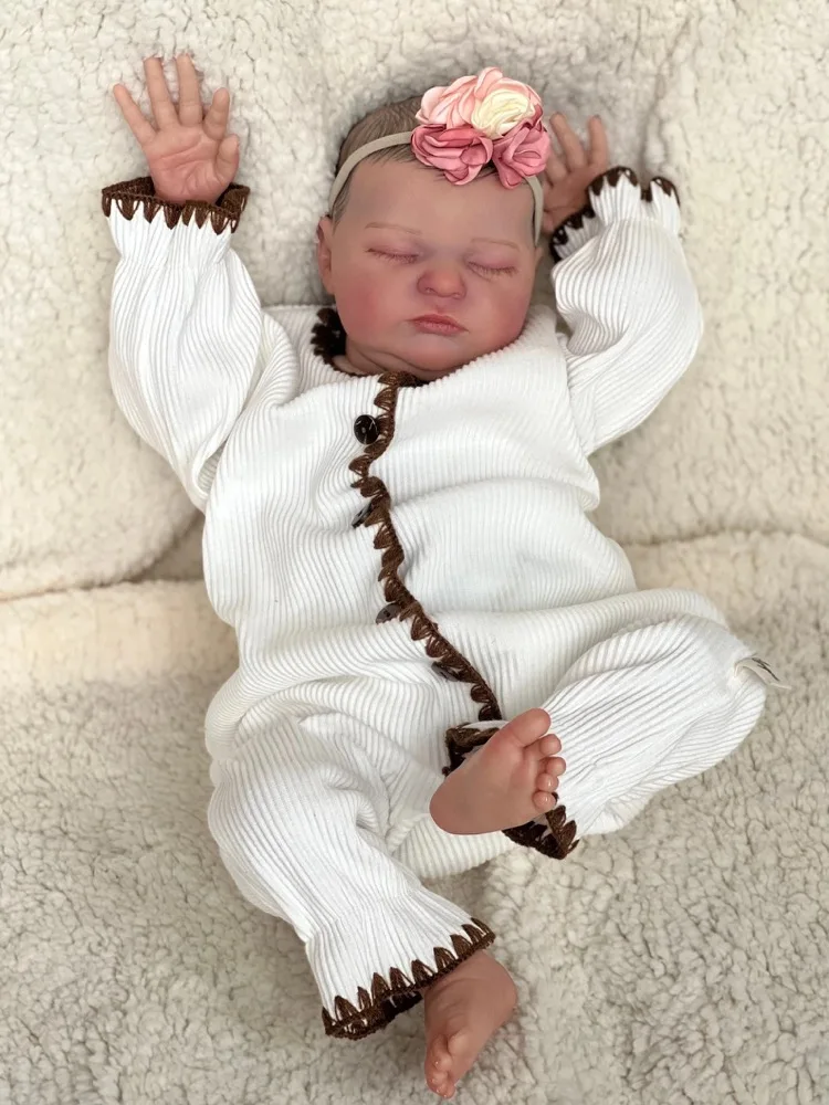 

Реалистичная кукла реборн 20 дюймов, Спящая кукла Laura, 3D окрашенная кожа, размер новорожденного, ручная работа, игрушка-Реборн, подарок для девочек