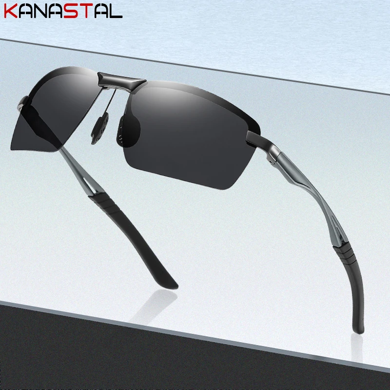 

Men Aluminum Magnesium Polarized Sunglasses UV400 Sports Sun Glasses Square Half Eyeglasses Frame Driving Travel Visor Eyewear