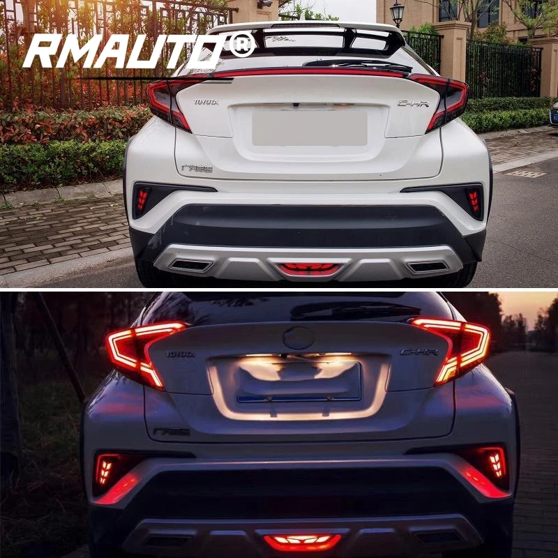 2Pcs Car LED Dynamic Tail Light Assembly Through Trunk Tail Light For Toyota CHR 2016-2020 DRL Brake Reverse Dynamic Turn Signal images - 6