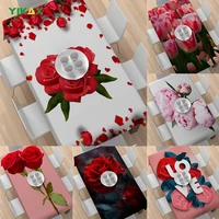 fashion rose flower tablecloth christmas rose pattern washable thicken rectangular table cloth for wedding decor mantel mesa