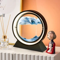 moving sand art table lamp usb led craft quicksand 3d natural landscape flowing sand dimmable moving hourglass night light